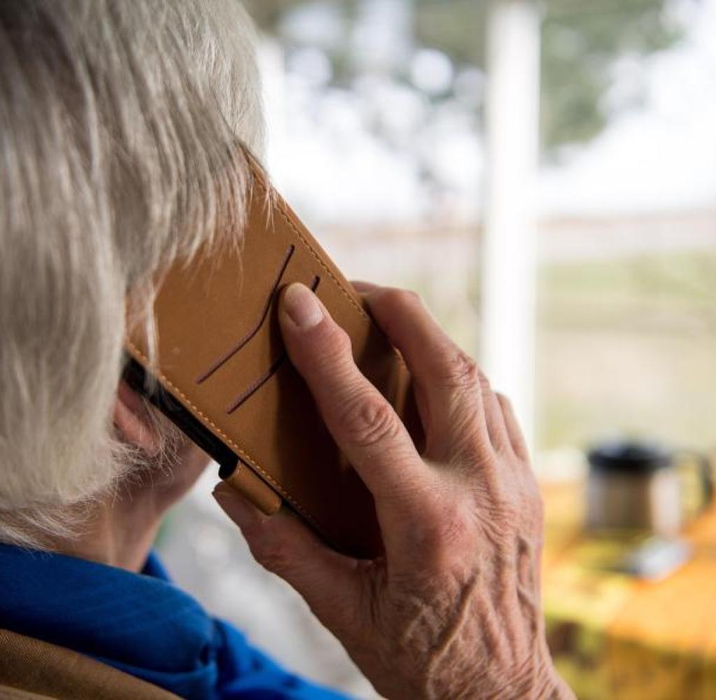 The old man on the phone