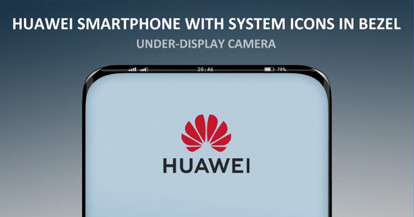 Huawei mobile with a screen in the top frame