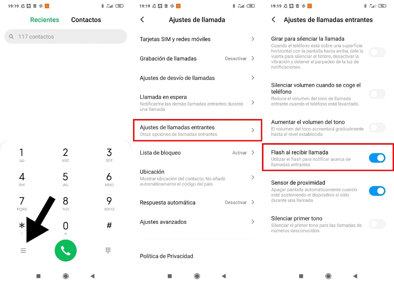 Activate the flash for calls on Xiaomi
