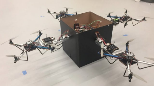 Collaborative technology will allow drones to be lifted with heavy charges