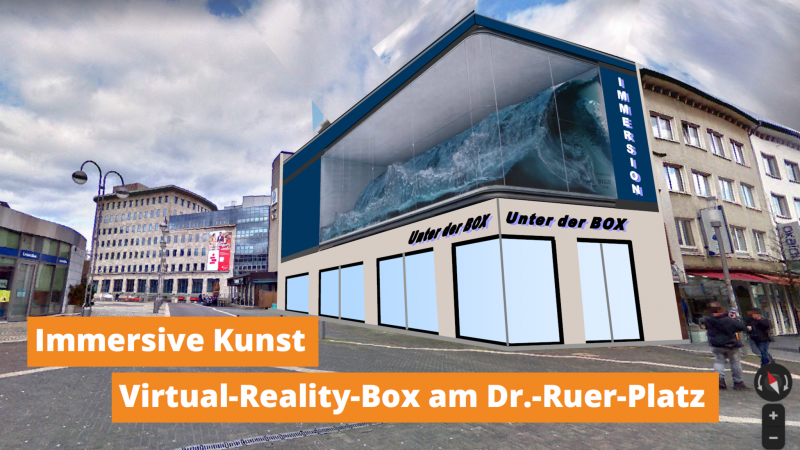 Virtual-Reality-Box at Dr.-Ruer-Platz: A meter high waves, a landing spaceship or a life-size whale in Bochum