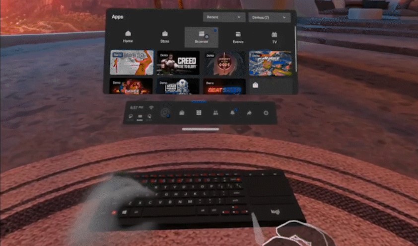 Desktop and keyboard similar to Oculus Quest