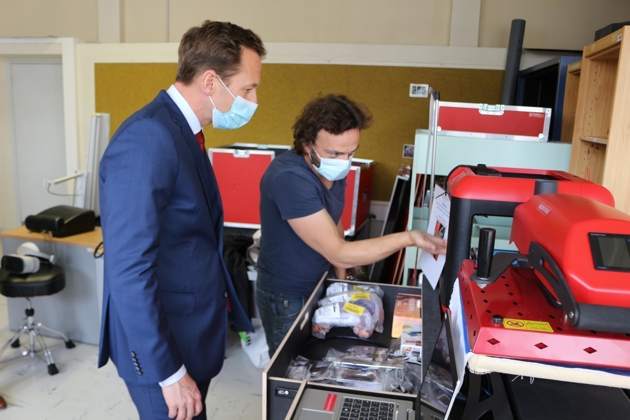 David Albo was introduced to Deputy Governor Guillaume Lyricolaes Fab Lab Mobile Micro Foley.