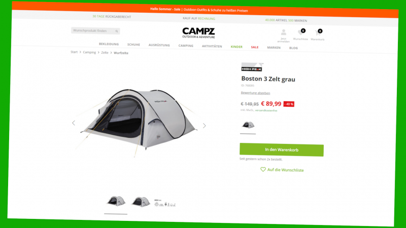 Summer Sale: Campz camping products are drastically reduced