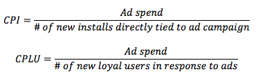 Cost per install (CPI) and cost per loyal user (CPLU) formula