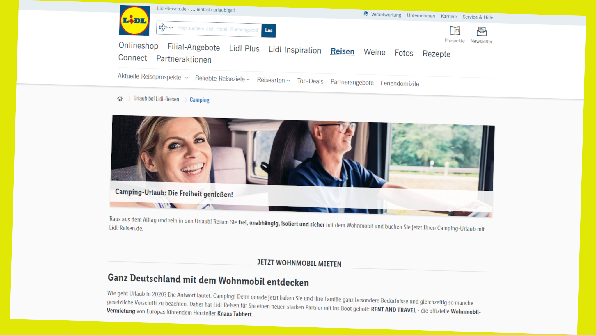 Lidl campaign: Mobile home rental insurance with fuel credit