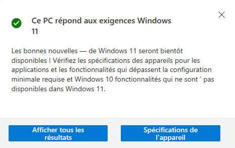 A message telling you if it is possible to update Windows 10 to Windows 11. © Microsoft?  Future