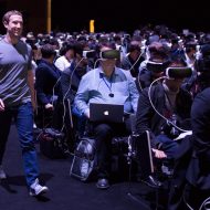 Mark Zuckerberg arrives on stage at Mobile World Congress 2016