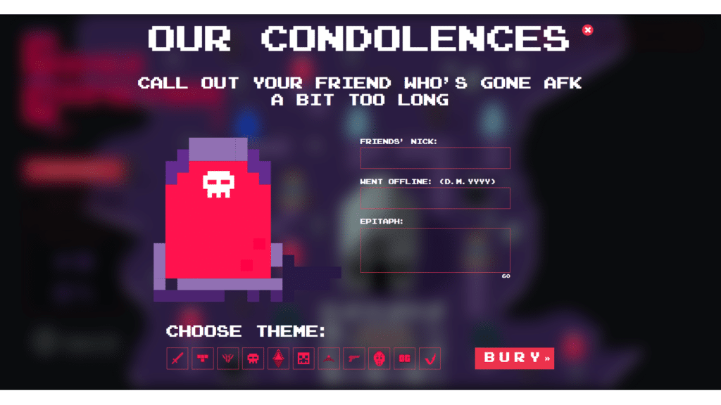 Player's Tomb, Condolences