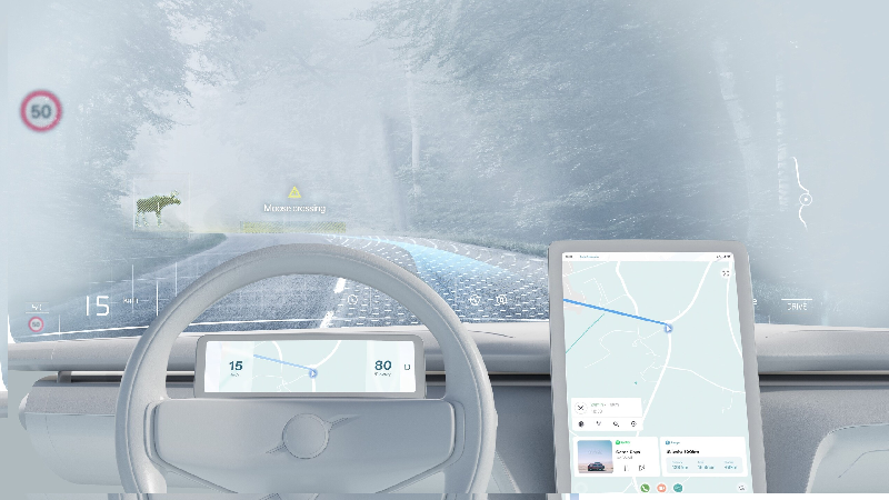Volvo is working on technology to turn a car windshield into a giant screen