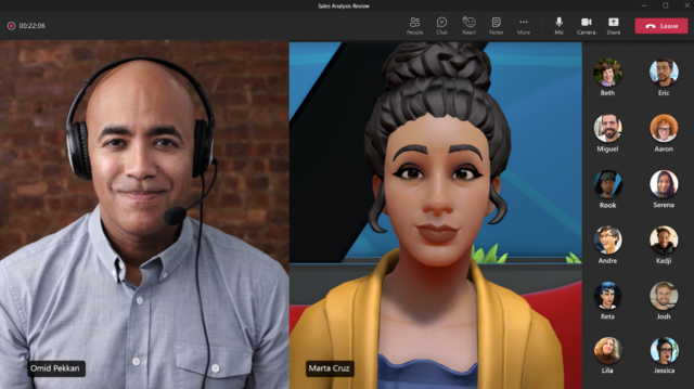 3D avatars can also appear alongside real faces during normal video calls.