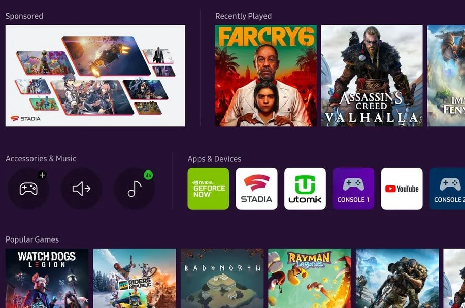 Samsung’s Gaming Hub brings Smart TVs with access to Stadia and GeForce Now