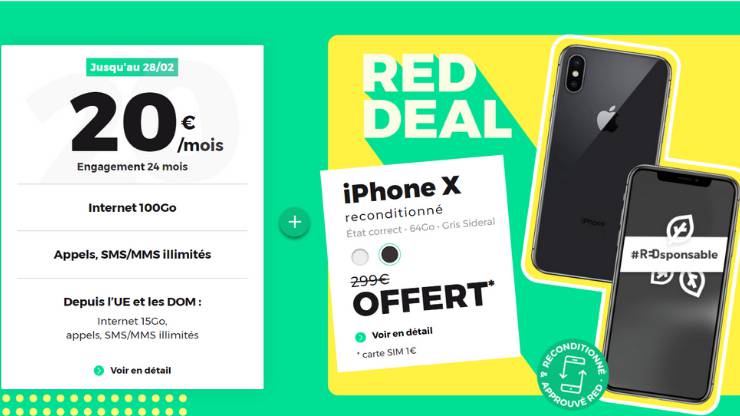 Take advantage of the iPhone offered with the 100GB RED By SFR mobile package