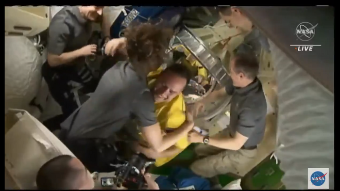 Three Soyuz astronauts greeted with smiles and hugs at ISS – Space and Astronomy
